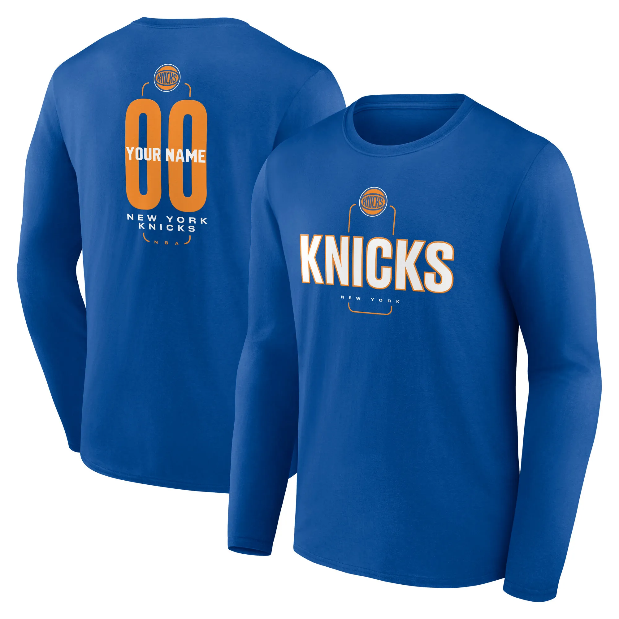 New York Knicks Center Court Name & Number Custom Long Sleeve T-Shirt – Blue New York Knicks Center Court Name & Number Custom Long Sleeve T-Shirt – Blue