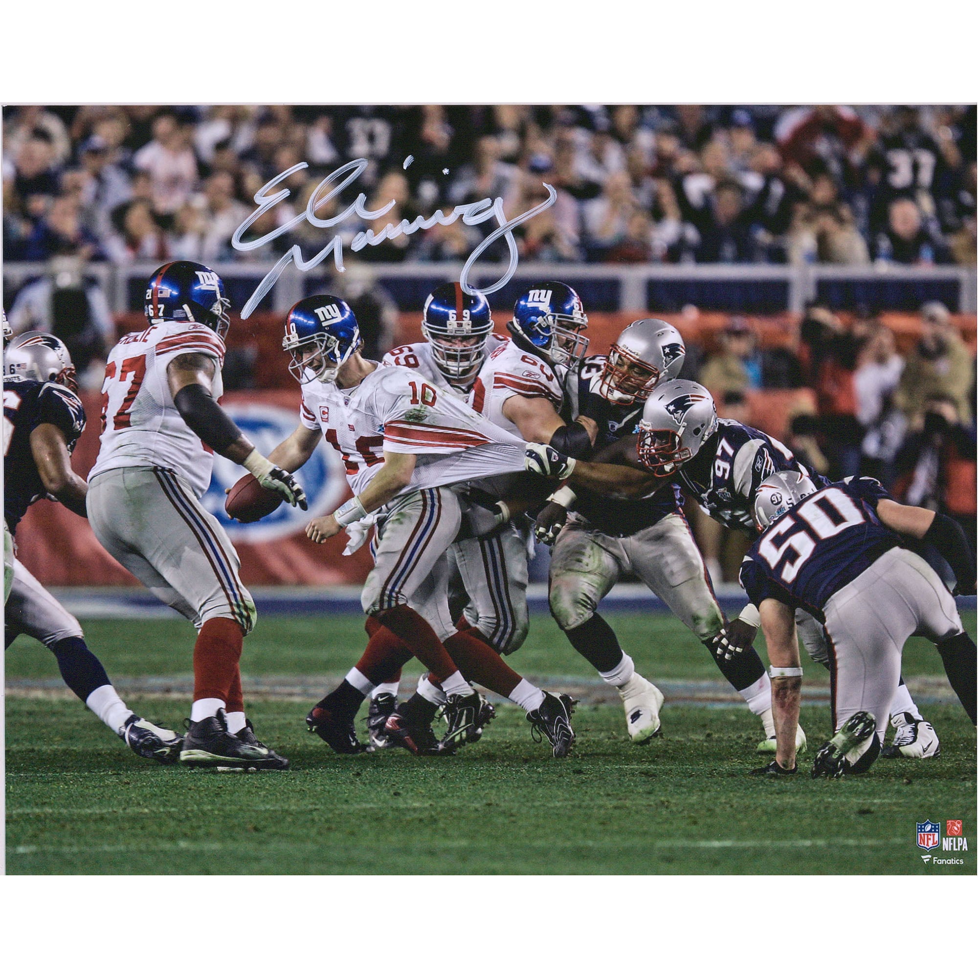 Eli Manning New York Giants Autographed 8″ x 10″ Super Bowl XLII Escape Photograph Eli Manning New York Giants Autographed 8″ x 10″ Super Bowl XLII Escape Photograph