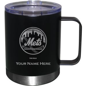Black New York Mets 12oz. Personalized Stainless Steel Lowball with Handle