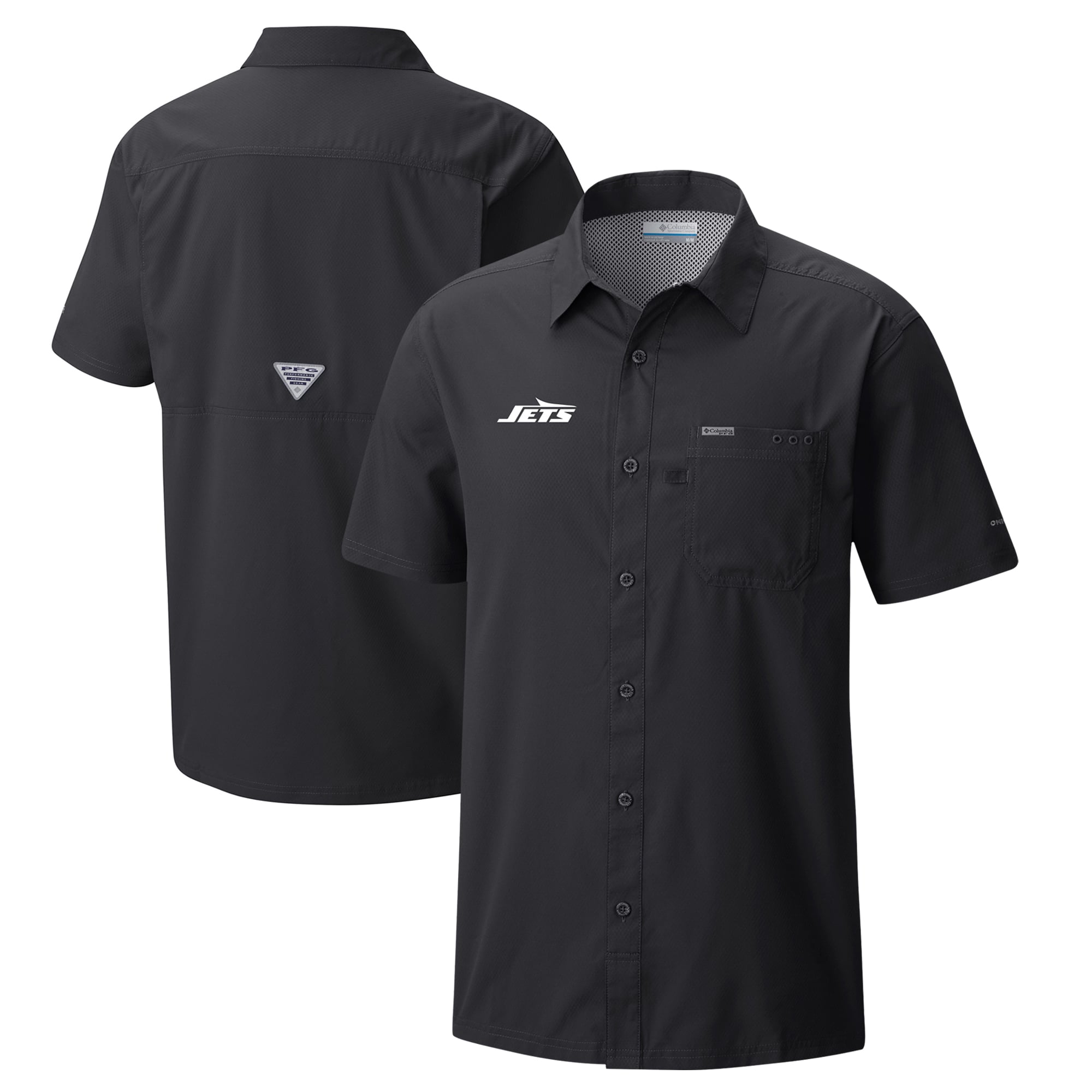 Men’s Columbia Black New York Jets Slack Tide Omni-Wick Button-Up Camp Shirt Men’s Columbia Black New York Jets Slack Tide Omni-Wick Button-Up Camp Shirt
