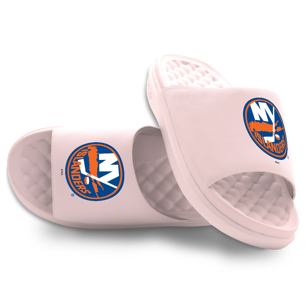 Youth ISlide Pink New York Islanders Primary Motive Slide Sandals Youth ISlide Pink New York Islanders Primary Motive Slide Sandals